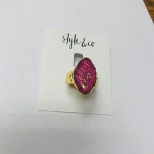 NWT - Charm Sparkly Gold Pink Ring - Fits ALL size